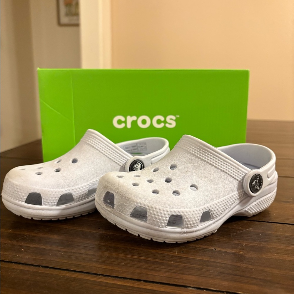 Toddler Girl CROCS light Blue Sandals with Signature Foam Size 9 Toddler Girl